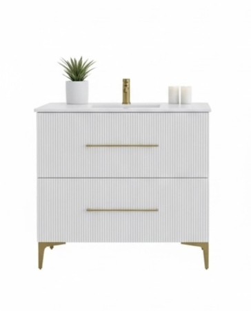 "Солис 80" белый крашеная, тумба под умывальник, 2 ящика